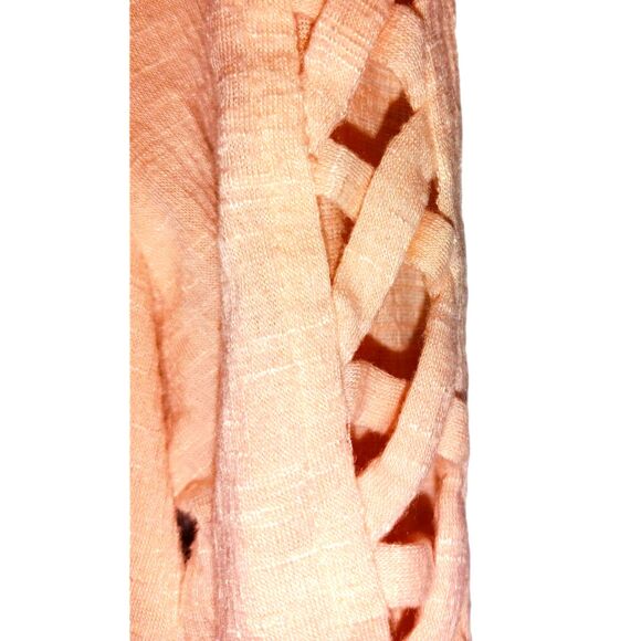 By and By Pale Peach Front Cross V-Neck 3/4 Sleeve Top Size L - Picture 3 of 4